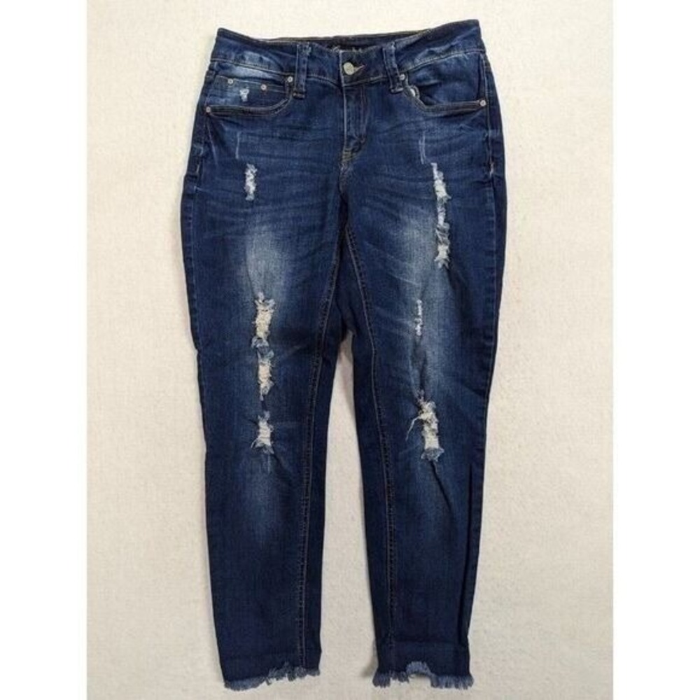 Love Indigo Womens Distressed Jeans Cutoff Size 6 Cotton Blend Blue